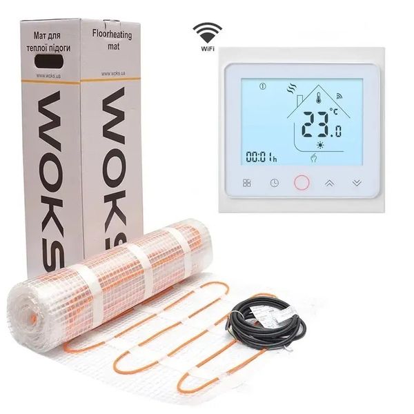 Нагревательный мат Woks 1.5 м2 + wi-fi терморегулятор 99351 фото