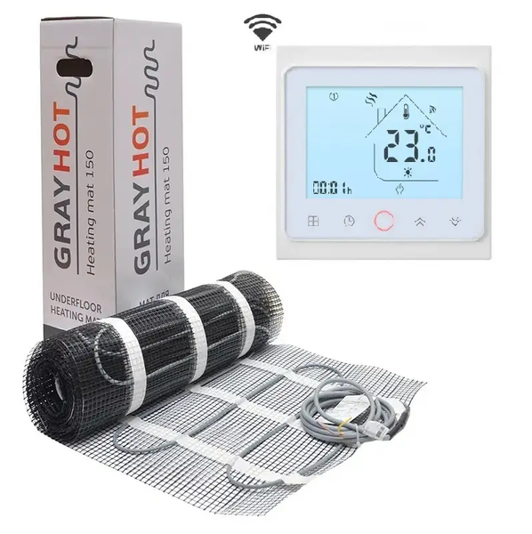 Нагревательный мат GrayHot 0.9 м2 + wi-fi терморегулятор 7135106 фото